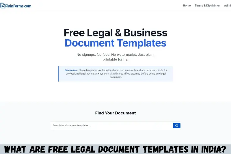 what are free legal document templates in india?